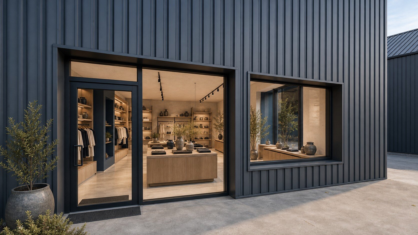 Projection d’aménagement de la boutique du premier site BG Boxs à Piriac-sur-Mer